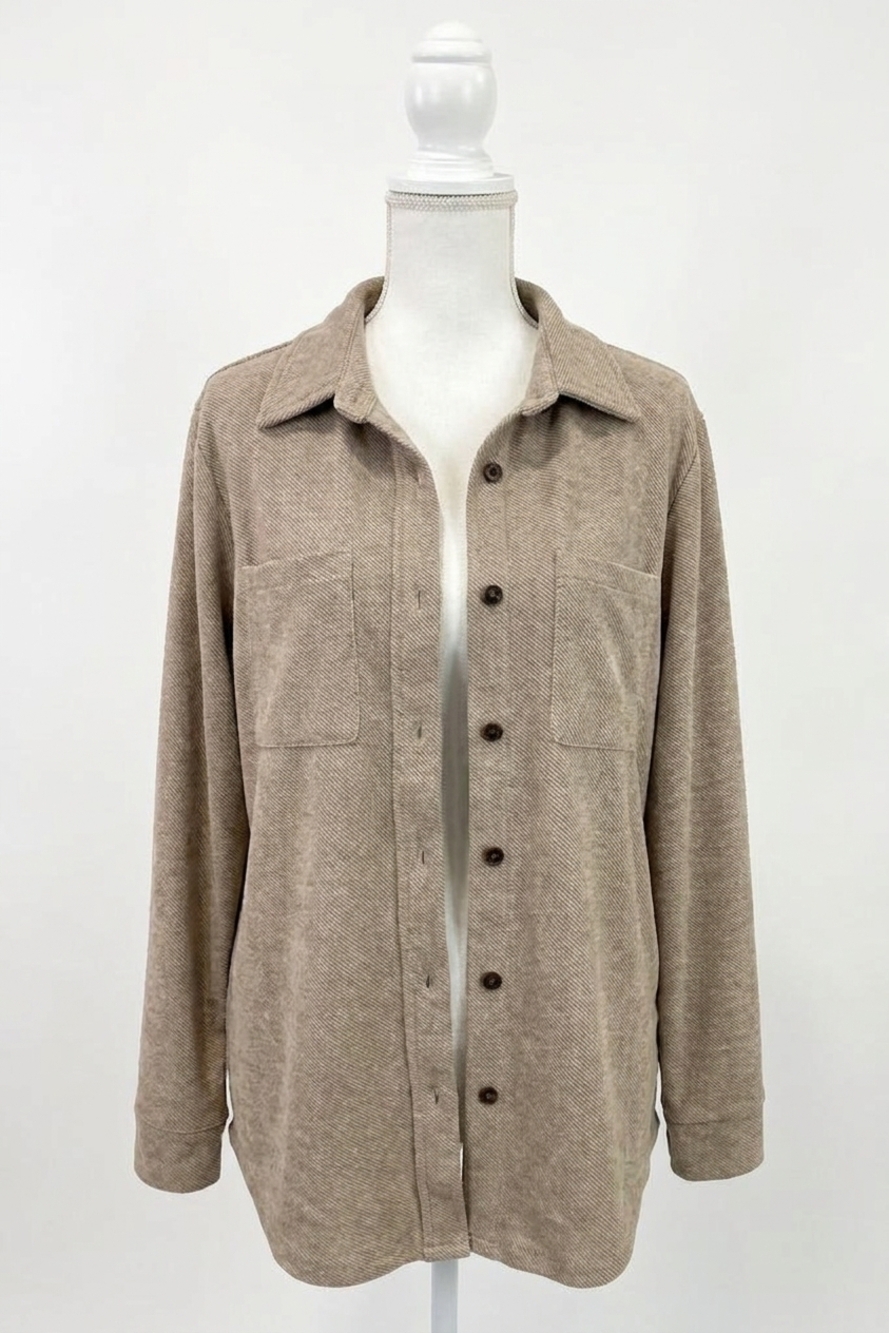 NEW PANACHE super soft pinstripe button up top in mocha